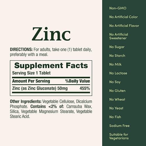 Nature’s Bounty Zinc 50mg | Immune System, Skin, & Antioxidant Health Support | Contributes to DNA Formation | Vegetarian, Non-GMO, Gluten Free | 100 Caplets, 1 Serving Per Day for Daily Health thumbnail 5
