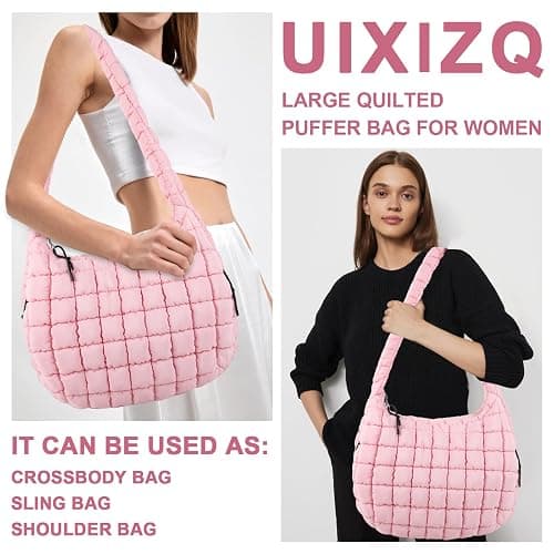 Quilted Puffer Tote Bag Purse Puffy Crossbody Shoulder Bag,Lightweight Nylon Hobo Bag Puffer Carryall Bag for Women Girl thumbnail 6