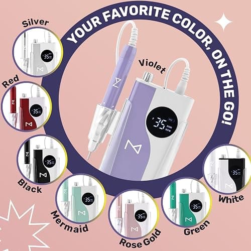 M – Ying Yang Brushless Nail Drill 35K RPM | Pro Cordless Efile 85W | Rechargeable USB-C Fast Charging | Portable Aluminum Alloy Shell | Quiet Low Vibration Tool for Acrylic Gel Nails (Rose Gold) thumbnail 8