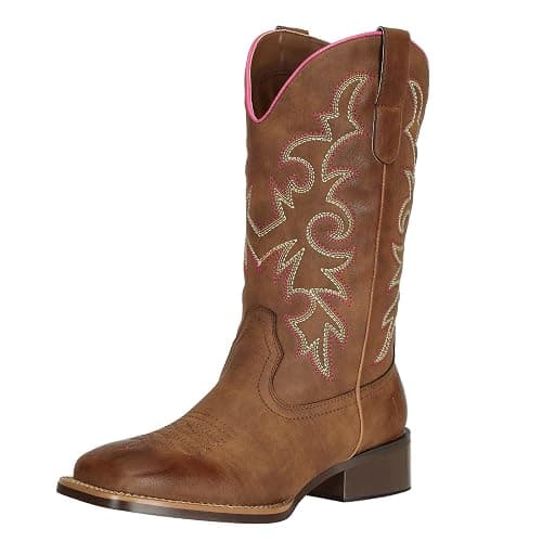 J's.o.l.e Fashion Cowboy Boots For Women Square Toe Wide Mid Calf Western Cowgirl Boots - Image 1