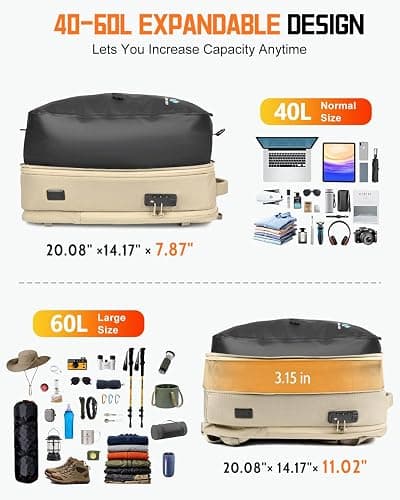 Zurligi Vacuum Backpack for Travel with Mini Pump, Expandable Vacuum Seal Compression Backpack, Space-Saving Daypack,TSA-Lock (Vacuum Pro, Beige) thumbnail 9