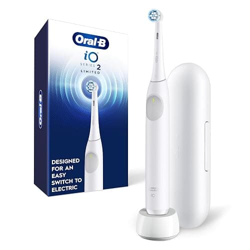 Oral-B iO Series 2 Limited Rechargeable Electric Powered Toothbrush, Pure White with 1 Gentle Care Brush Head and 1 Black Travel Case - Automatic Pressure Sensor to Protect Gums - 3 Modes - 2 Min Timer - Image 1