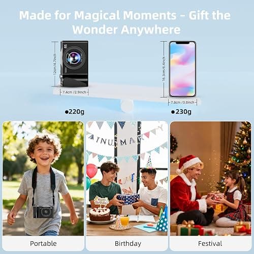 4K Digital Camera for Photography and Video, 56MP Autofocus Vlogging Camera for YouTube, 3" 180° Flip Screen & 16X Digital Zoom, Compact Travel Cameras with 32GB SD Card for Beginners & Adults thumbnail 7