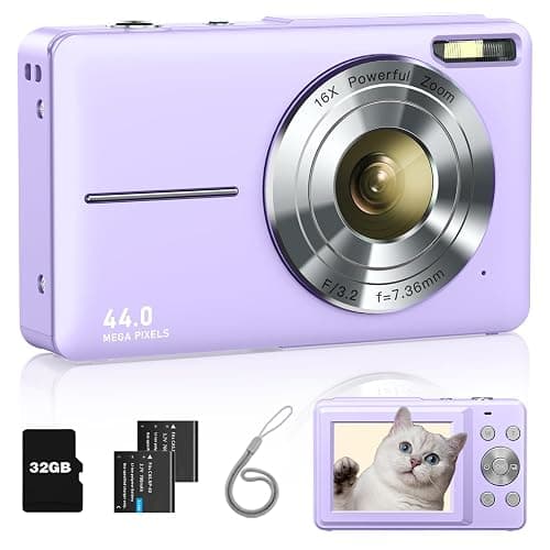 Digital Camera, Kids Camera FHD 1080P Point and Shoot Camera with 16X Zoom Anti Shake, Small Compact Camera for Teen Starter Children Kid Student Girl Boy(Purple) - Image 1