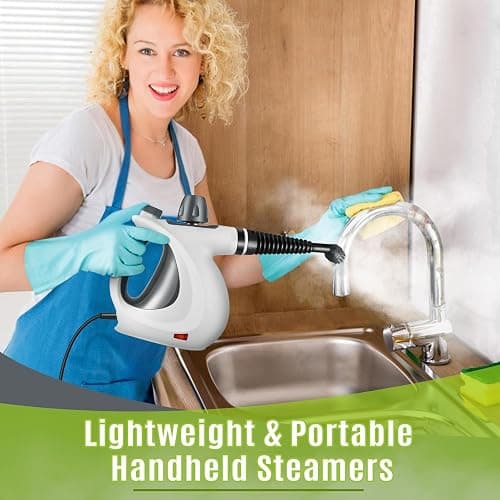 Pressurized Handheld Multi-Surface Natural Steam Cleaner with 12 pcs Accessories, Multi-Purpose Steamer for Home Use, Steamer for Cleaning Floor, Upholstery, Grout and Car (Grey) thumbnail 8