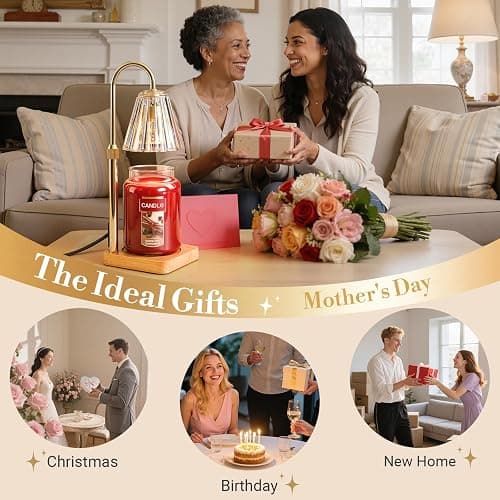 Marycele Candle Warmer Lamp with Timer & Dimmer, Gifts for Mom Office Decor | Adjustable Height & 2 Bulbs for Jar Candles, Mothers Day Gifts for Women Mom Sister, Light Luxury Aesthetic Room Home Decor thumbnail 7