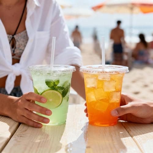 Clawsoff 100 Pack 16 oz Disposable Clear Plastic Cups with Lids and Straws | Cold Drinking Coffee Cups, Sturdy To Go Cups, Leak Proof, Food Safe, Thickened Durable, for Iced Coffee, Cold Beverage thumbnail 6