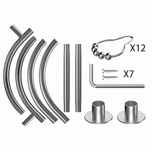 Sikaiqi Aluminum Alloy Oval Shower Curtain Rod Hoop Square Shape Bathroom Rod for Clawfoot Tub Free Standing Tubs (Silver: L 43.3, W 25") - Oval Aluminum-Silver thumbnail 8