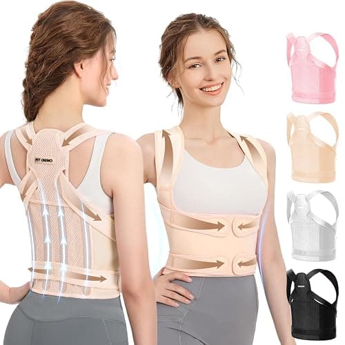Fit Geno Back Brace Posture Corrector for Men & Women: Shoulder Straightener Adjustable Full Back Support Pain Relief - Scoliosis Hunchback Spine Corrector (Small/Medium) - Image 1