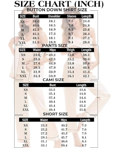 SWOMOG Womens Silk Satin Pajamas Sets 4pcs Sleepwear Sexy Cami Shorts Set and Button Down Short Sleeve Pjs Loungewear thumbnail 6