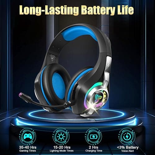 2.4GHz Wireless Gaming Headsets for PS5/PS4/Switch, 2026 RGB Noise Cancelling Over-Ear Headphones with 7.1 Surround Sound, 40mm Drivers, 276g Ultraligero, Memory Foam, 45H Xbox Gaming Headphones thumbnail 9