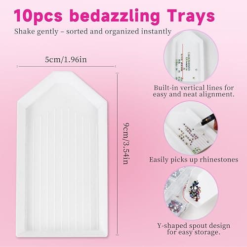 ESUOHYM 10 Pcs Wax Pencil for Bedazzling with 10 Pcs Diamond Art Trays | High Adhesion Bedazzling Wax Pen for Resin Gem, Trays for Sort Rhinestones, Rhinestone Picker Tools for DIY Art Craft Project thumbnail 4