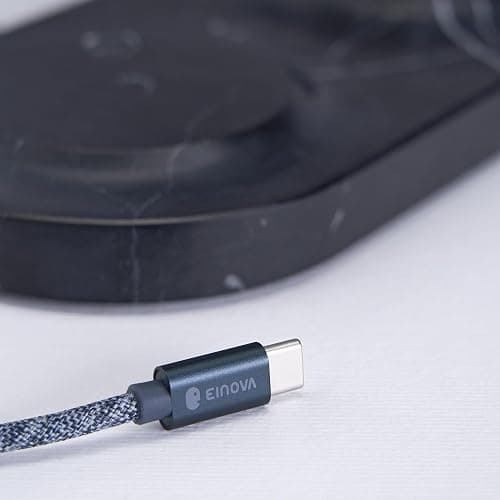 Einova Dual Classic Stone – Dual Wireless Charging Pad in Genuine Marble, Designed in Italy, Integrated 6 ft USB-C Cable, Smartphones, Wireless Earbuds, Smartwatches – Black Marquina Marble thumbnail 7