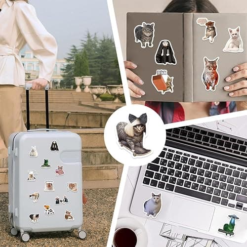 Cat Meme Stickers, Funny Cat Stickers for Kids Journaling Adults Kawaii,Cute Waterproof Vinyl Sticker for Water Bottles Laptops 50Pcs thumbnail 3