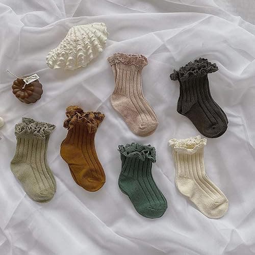 Ashmyova Baby Girls Vintage Ankel Lace Socks Toddler Ruffles Casual Dress Socks 6 Pack thumbnail 4
