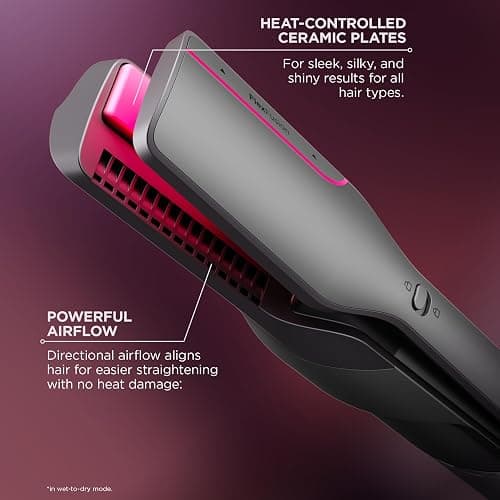 Shark FlexFusion Hair Straightener & Powerful Hair Dryer with Fusion Hair Brush, Ceramic Air Styler with Auto-Wrap Hair Curlers, Concentrator, & FrizzFighter, Ceramic Plates, Metallic Mist, HD651S thumbnail 8