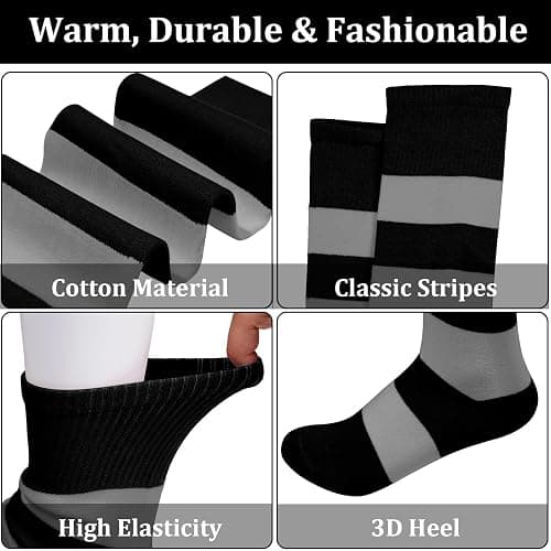 Moon Wood Cotton Thigh High Socks for Women Striped Over the Knee Leg Warmers for Cosplay & School Girl Outfit thumbnail 5