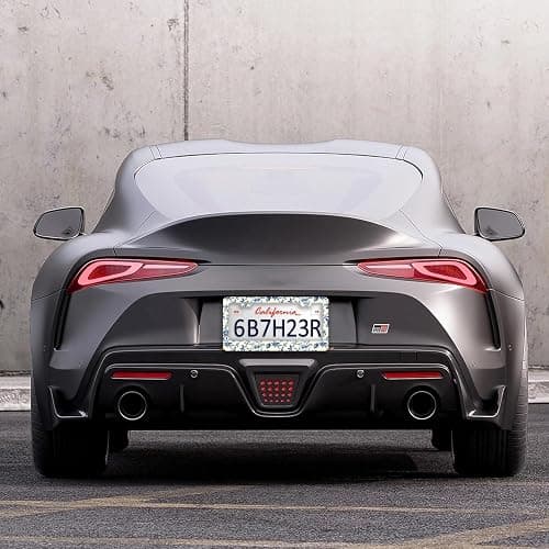 Blue Floral Flowers License Plate Frames - 2 Pcs Set 2 Holes Stainless Steel Metal Auto Car Accessories Decoration License Plate Frame Cover Size 6.3" x 12.2" Fit US Vehicles for Women Men Gift thumbnail 6