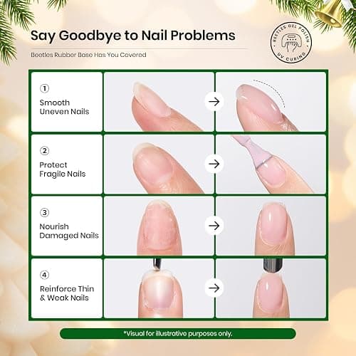Beetles Rubber Base Gel Nail Polish - Christmas Limited, 6 Colors Nude Gel Polish Pink Peach Neutral Sheer Base Colors for French Nail Tips Flexible U V LED Soak Off DIY Home Manicure Winter Gifts thumbnail 3