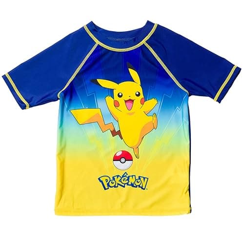 Pokemon Raglan Rash Guard and Swim Trunks UPF 50+ Outfit Set Little Kid to Adult Sizes (4 - Large) thumbnail 3