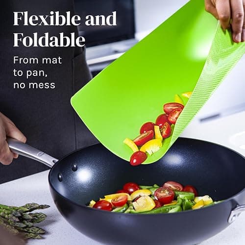 Cutting Boards for Kitchen – Bamboo Cutting Board Set with 6 Color-Coded Flexible Chopping Mats, Easy Clean Wood and Dishwasher-Safe Plastic, Large 17×12, Knife-Friendly by Cooler Kitchen - Natural thumbnail 3