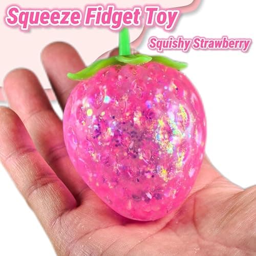 Squishy Strawberry Stress Suagr Balls for Kids, Squeeze Toys, Cute Sensory Fruit Squishy Toys for Kids Birthday Gifts, Strawberry Stress Sugar Ball for Easter Basket Stuffers thumbnail 6