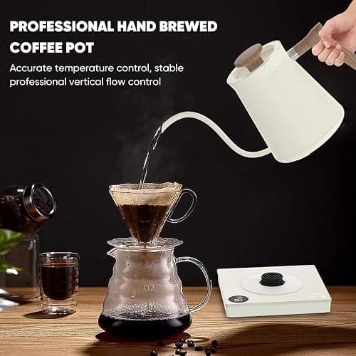 0.6L Gooseneck Electric Coffee Kettle with 40~100℃ Temperature Adjustable, 1000W Fast Boiling, 304 Stainless Steel Mini Brew Coffee Kettle, Tempered Glass Touch Control Panel, High Grade thumbnail 3