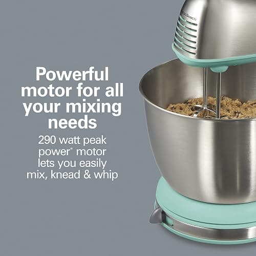 Hamilton Beach Classic Stand and Hand Mixer, 4 Quarts, 6 Speeds with QuickBurst, Bowl Rest, 290 Watts Peak Power, Blue (64658) thumbnail 6