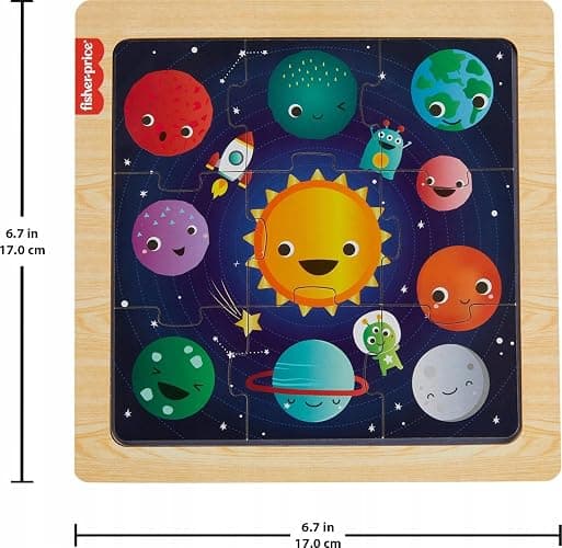 Fisher-Price Wooden Fun Planets Puzzle Baby Toy for Kids 2 Years and Up thumbnail 2