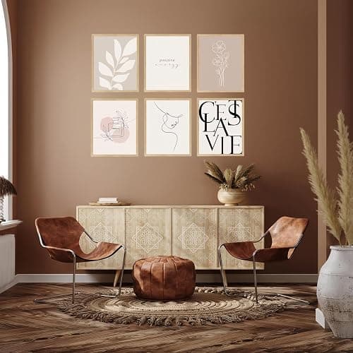 Vanilla Girl Posters for Room Decor Set of 6, Clean Girl Aesthetic Wall Art, Boho Beige Posters Canvas Prints Wall Art, Minimalist Cream Prints Artwork, Abstract Brown Decor 8x10 Unframed thumbnail 6