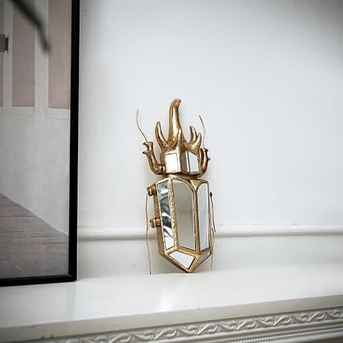 Xinleitan Decorative Bug and Dragonfly Mirrors - Gold Resin and Glass Wall Decor, Perfect for Victorian and European Themed Homes thumbnail 6