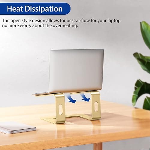 Aluminum Laptop Stand, Ergonomic Detachable Computer Stand, Riser Holder Notebook Stand Compatible with Air, Pro, Dell, HP, Lenovo More 10-15.6" Laptops, Gold thumbnail 6