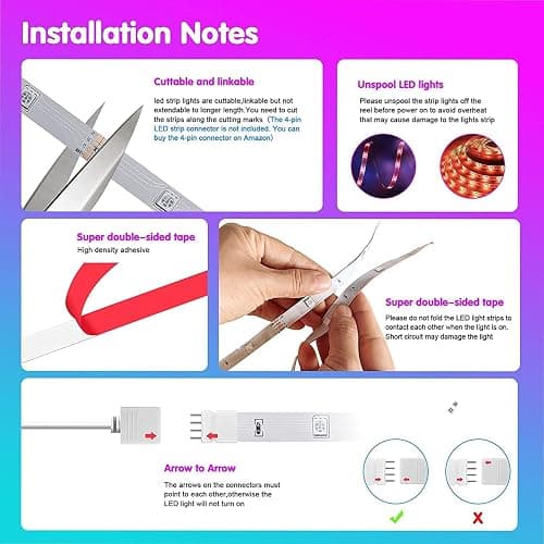 Tenmiro Led Strip Lights 130ft (2 Rolls of 65ft) Smart Light Strips with App Control RGB Led Lights for Bedroom，Music Sync Color Changing Lights for Room Party thumbnail 7