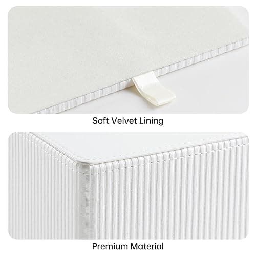 Cretkhp Tissue Box Cover Square with Magnetic Closure, PU Leather Tissue Box Holder for Bathroom NightStands Livingroom, Decorative Modern Square Tissue Holder (Ivory) thumbnail 5