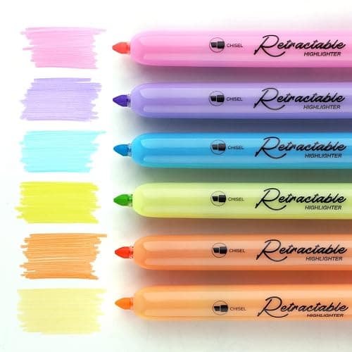 WRITECH Retractable Highlighters Assorted Colors: Chisel Tip Click Aesthetic Highlighter Marker Pens Pack Multi Colored Ink No Bleed Smear for Highlighting Journaling (6ct Pastel) thumbnail 4