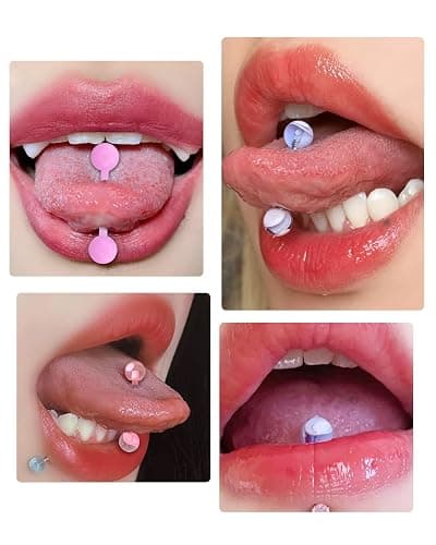 Jewseen 5PCS Tongue Barbells 14G Acrylic tongue piercing jewelry Candy Color tounge bars tongue piercing jewelry tongue rings for women thumbnail 2