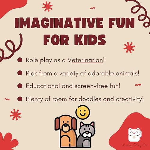 Veterinarian Play Notepad for Kids – Pretend Vet Animal Clinic Imaginative Role-Play Playtime Pad – Large 5x7” Notepad, 25 Pages, Made in USA thumbnail 4