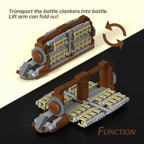Battle Army Clone Platoon Attack Craft Building Kit 32-Piece, Battle Soldiers Troop Carrier with 2 Droidekas, Building Blocks Action Figures Army Toys for Kids 6-12 thumbnail 4