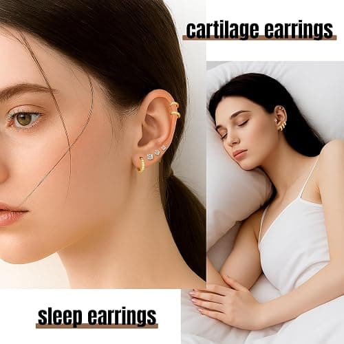 5 Pairs Tiny Huggie Hoop Earrings for Women, Lightweight Mini CZ/Cubic Zirconia Hoops Set for Women's Cartilage Helix Lobe Ear Piercings Small Hoop Earrings 5/6/7/8/9mm thumbnail 5