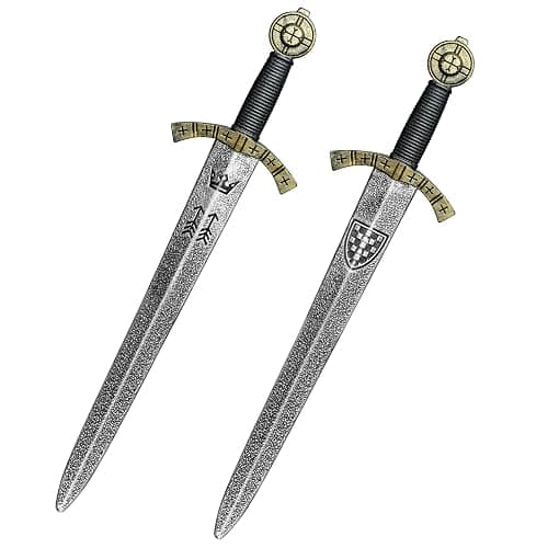 quescu 2pcs Knight Toy Sword,Plastic Roman Sword for Medieval Warrior Costume Accessories,Halloween Cosplay LARP,Props - Image 1