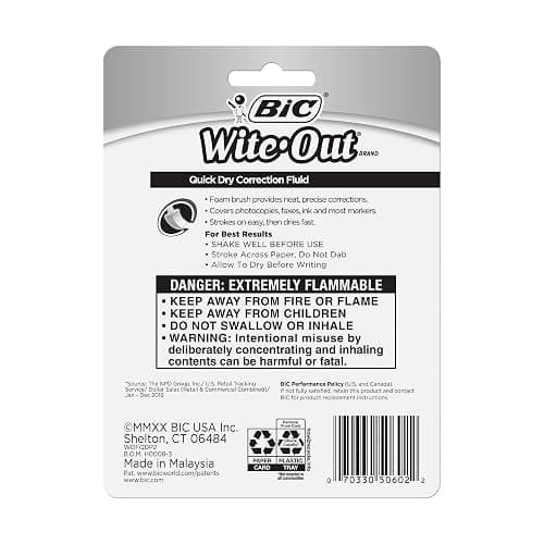 Bic Wite-Out Quick Dry Correction Fluid - 2 pack - white color writeout - white-out thumbnail 6