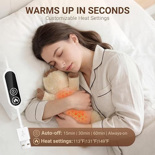 Capybara Heating Pad for Period Cramps,Menstrual Pain Relief,Cute Stuffed Animal Electric Heating Pad Plush,USB Powered Heated Plush Toy,Portable Warm Cushion Gift for Women Teen Girls Christmas,Brown thumbnail 4
