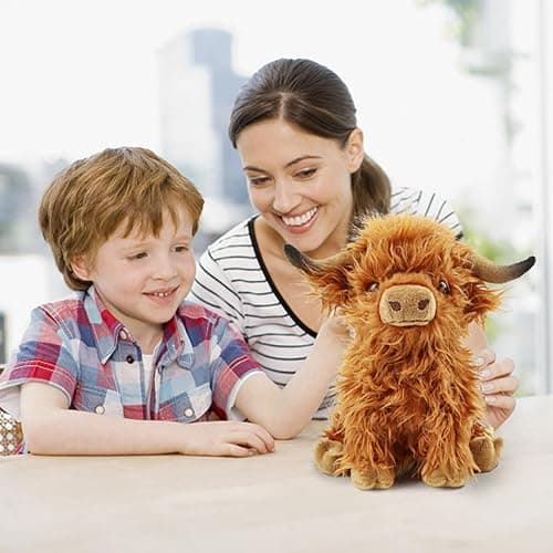 Toaje Highland Cow Stuffed Animal Realistic Scottish Cow Plush Toy Soft Farm Animal Cattle Plushie Doll Present for Adults Kids Boys Girls (Brown Cow, 10.8 Inch) thumbnail 6