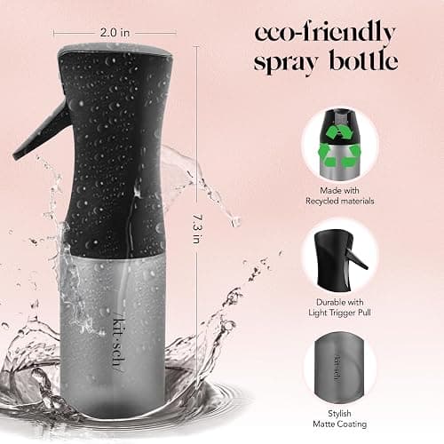 Kitsch Continuous Spray Bottle for Hair – Fine Mist Water Mister & Water Spray Bottle – Recycled Hair Spray Bottle – Spray Bottles for Cleaning, Styling, Plants & More – Black, 150ml thumbnail 3