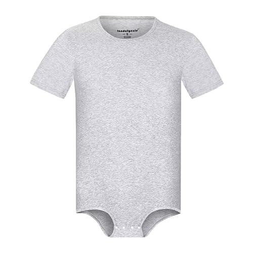 Landofgenie Mens Short Sleeve Bodysuit Pajama Bodysuit One Piece Pajamas Rompers Basic Onesie Crotch Snap Shirts - Image 1