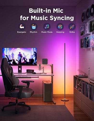 Govee RGBIC Floor Lamp Basic, 1000lm LED Corner Lamp, Black | Compatible with Alexa and Matter, Modern Floor Lamp with Music Sync and 16 Million DIY Colors, Standing Lamp for Bedroom thumbnail 6