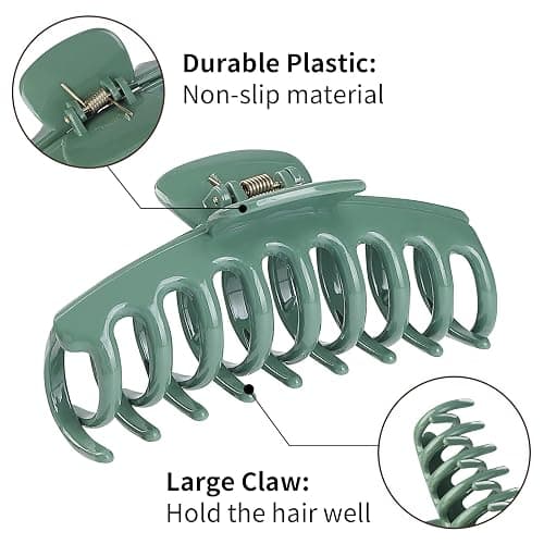 12 Pack Hair Claw Clips Large 4.3 Inch Hair Clips Stylish Barrettes in 12 Colors for Women thumbnail 3