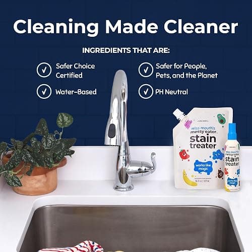 Miss Mouth’s Messy Eater Stain Treater Refill Ready Kit - 2 Pack Stain Remover Spray and 16oz Refill Pouch - Newborn & Baby Essentials - Food, Grease, Coffee Off Laundry, Underwear, Fabric thumbnail 6