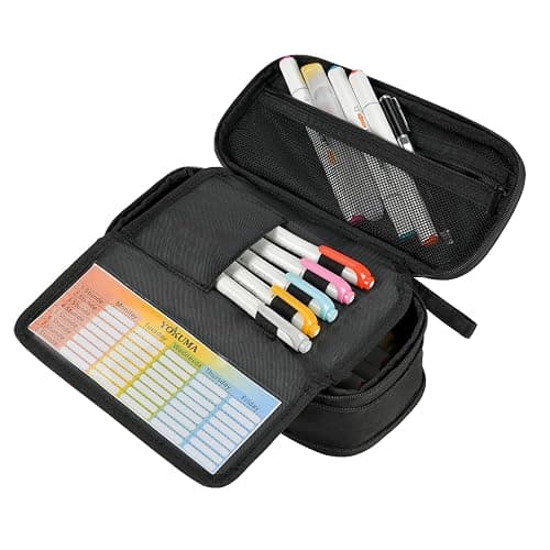 YOKUMA Pencil Case Pencil Pouch for Boys Big Capacity Pen Bag Box, Aesthetic College School Supplies for Student Teen Adults Preppy,Black thumbnail 8
