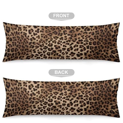 Brown Leopard Body Pillow Cover 20x54 Inch Black Cheetah Skin Wild Animal Print Body Pillowcase Rectangle Long Decorative Pillow Case Soft Cushion Throw Pillow Covers for Bed Couch thumbnail 4
